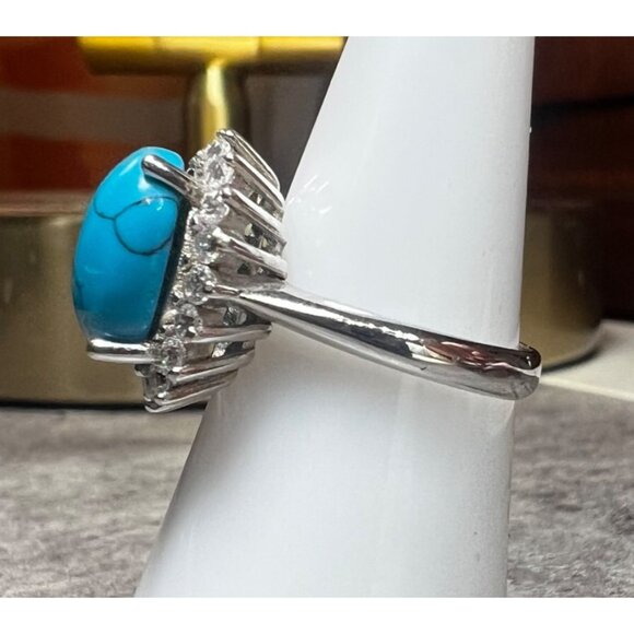 Turquoise stone ring on 925 sterling silver, size 6 - Picture 2 of 8